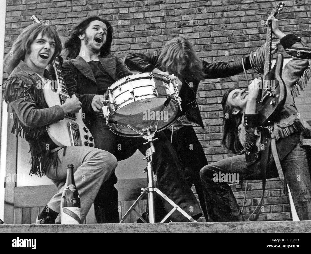 HUMBLE PIE - UK group about 1969 from left: Peter Frampton, Jerry Shirley, Greg Ridley and Steve Marriott Stock Photo