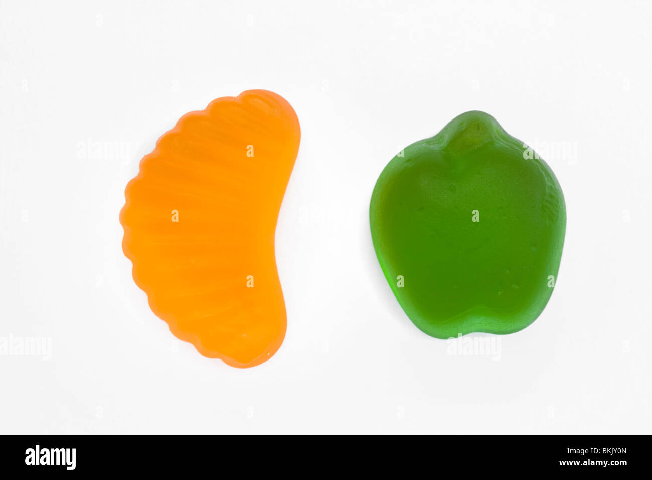 fruit jelly sweets isolated on a white background Stock Photo