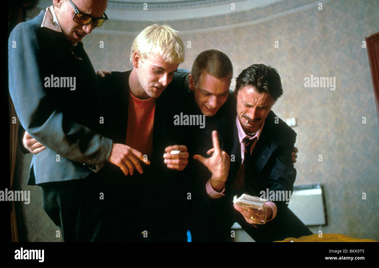TRAINSPOTTING (1996) EWEN BREMNER, JONNY LEE MILLER, EWAN MCGREGOR, ROBERT CARLYLE TASP 062 Stock Photo