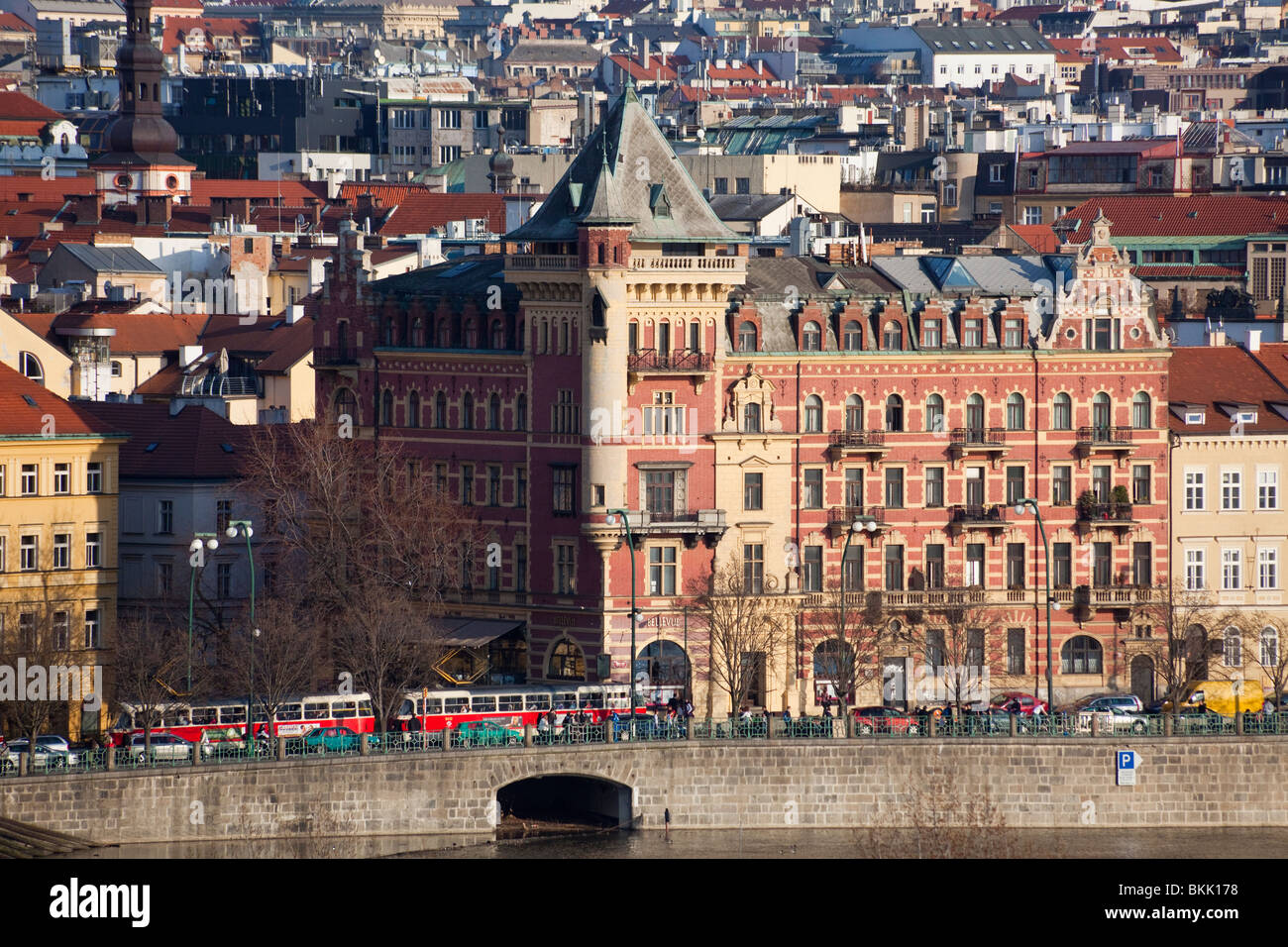 view of the former Czech-Soviet freindship Union building, 16 Smetanovo nabrezi , Prague, Czech Republic Stock Photo