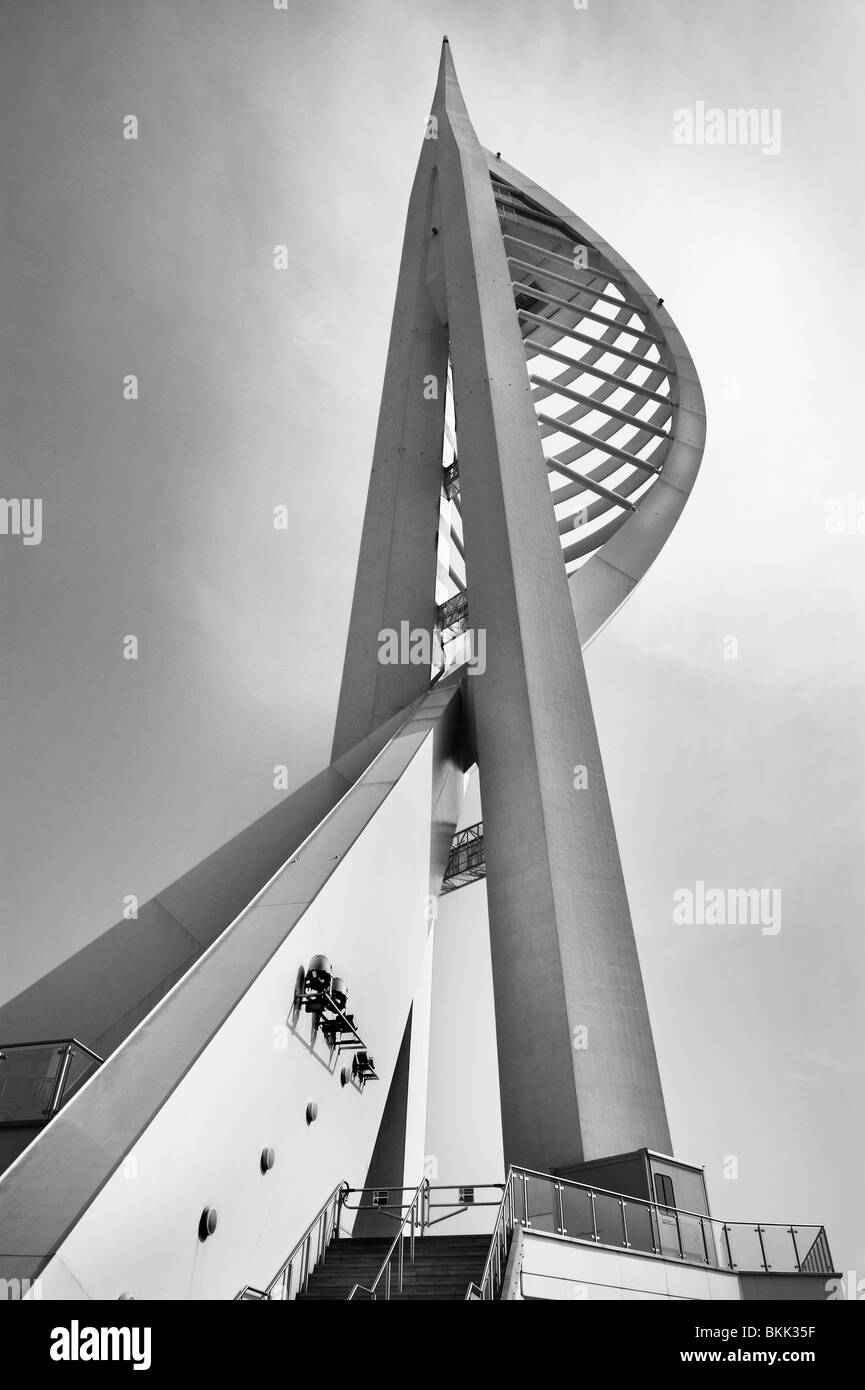 The Spinnaker Tower, Gunwharf Quays, Portsmouth, black and white photograph Stock Photo