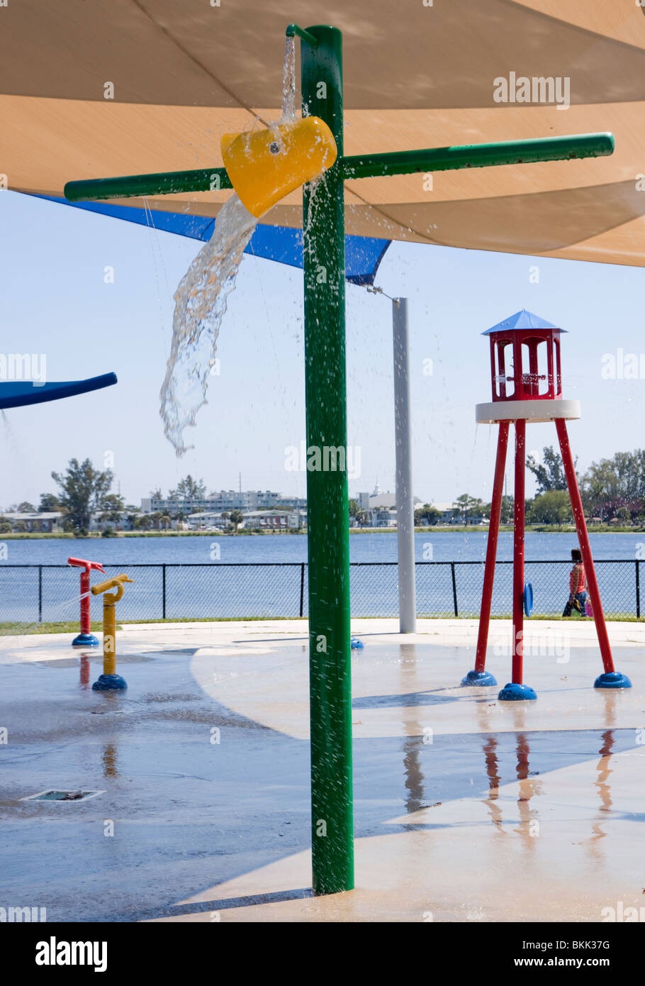 Bucket of water tipping in a water park Stock Photo Alamy