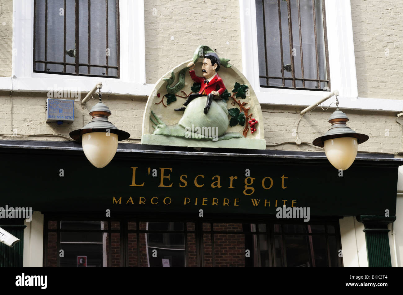 L'Escargot Restaurant owned by Marco Pierre White in Greek Street, Soho, London, England UK Stock Photo