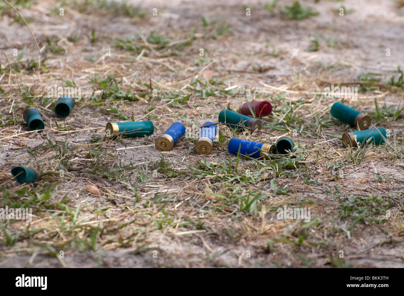 Pioneer Days High Springs Florida western cowboy re enactment shoot out skit empty shotgun shells laying on ground Stock Photo