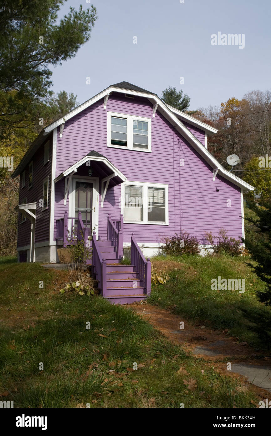An unoccupied purple house in a small New England town Stock Photo Alamy
