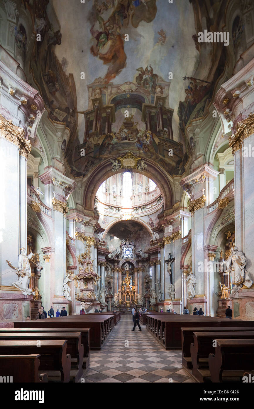 nave, St. Nicholas Church, Mala Strana, Prague, Czech Republic Stock Photo