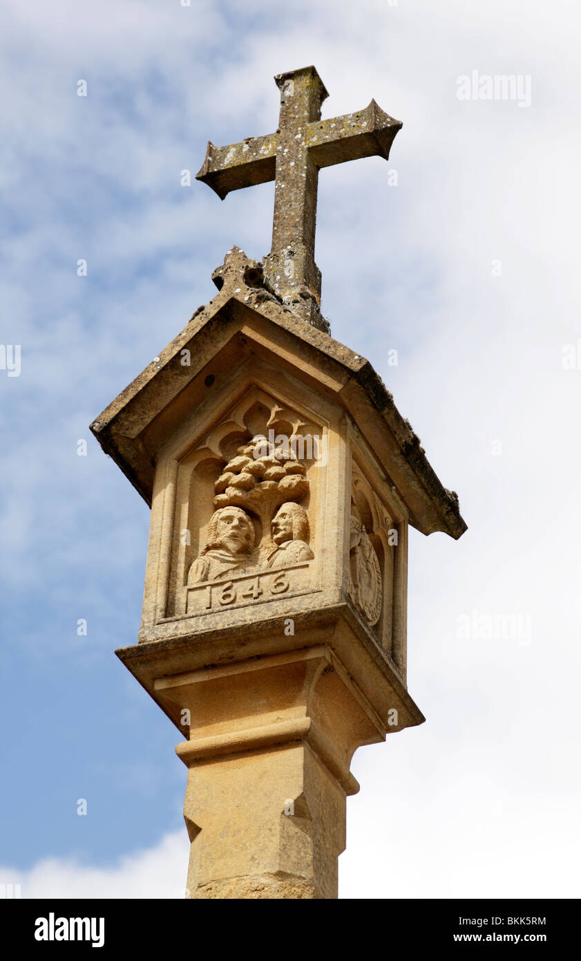 top of the medieval town cross in market square stow on the wold gloucestershire uk Stock Photo