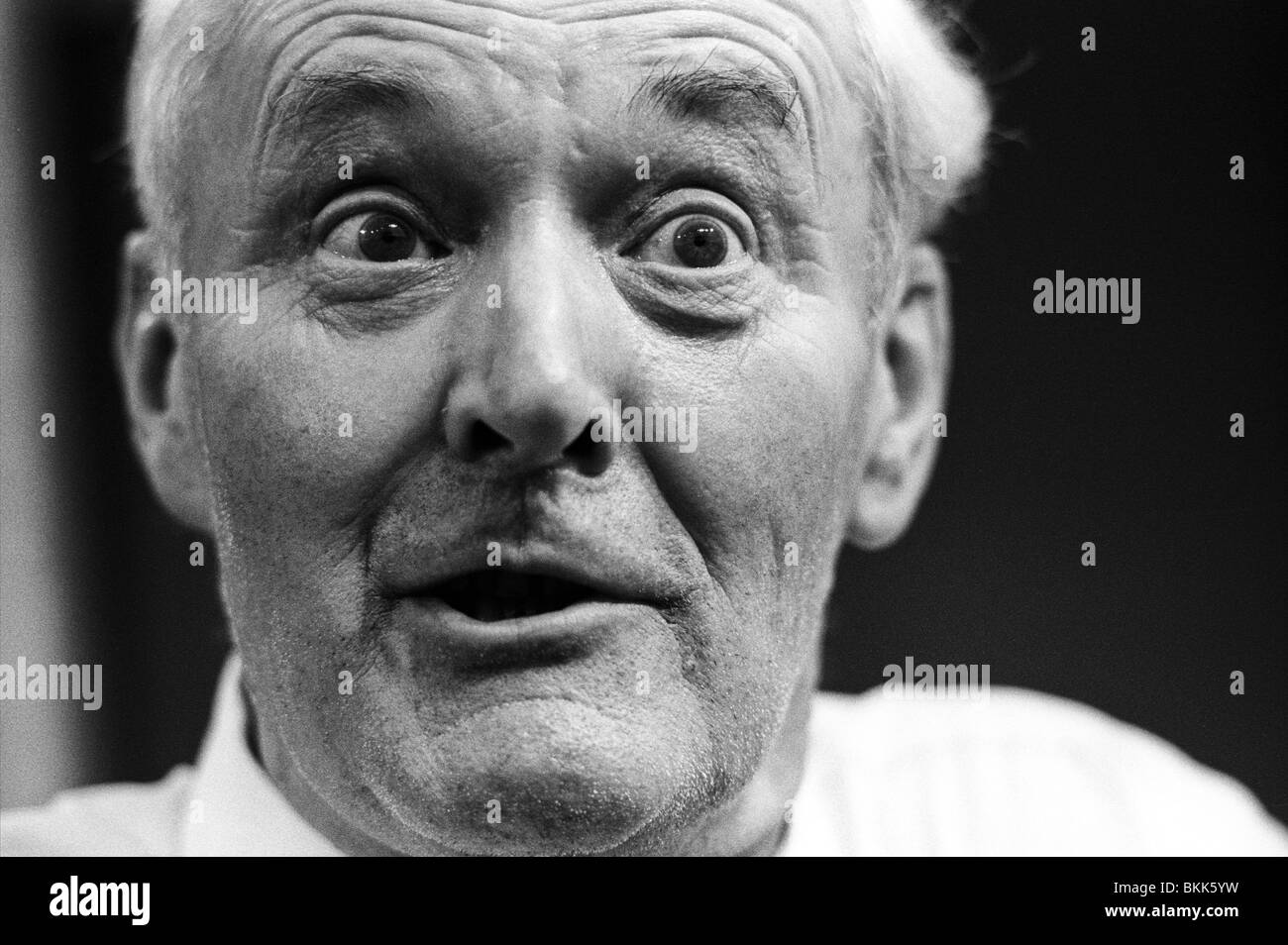 Tony Benn Labour Party politician pictured speaking on stage at 1992 Hay Literature Festival Hay-on-Wye Powys Wales UK Stock Photo