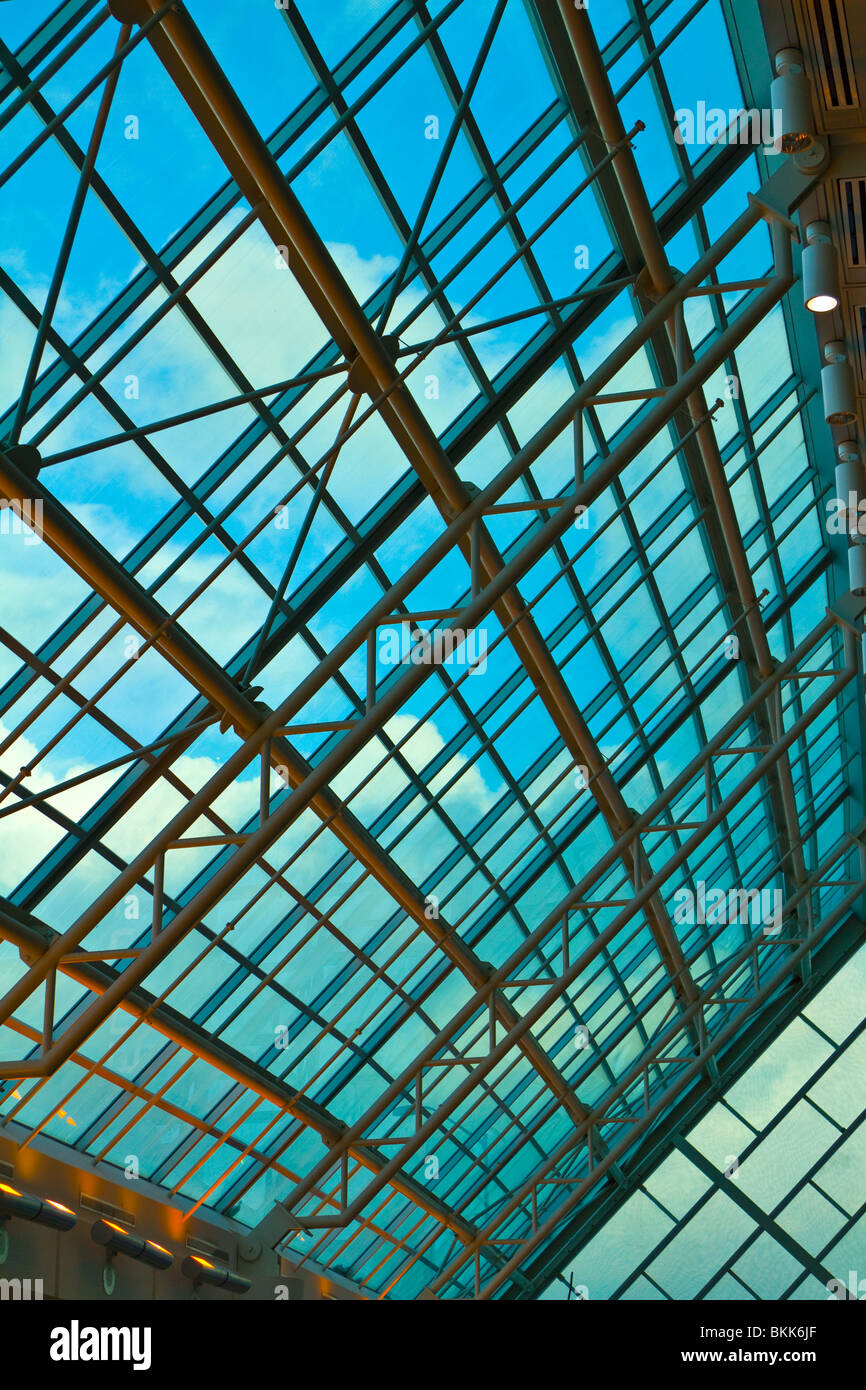 A bank of windows at a Canadian Airport. Pearson International Airport, Toronto, Ontario Stock Photo