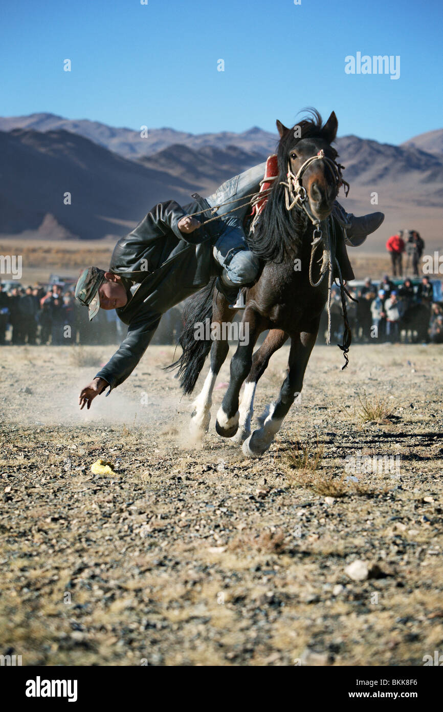 Horse agility competition at the yearly Golden Eagle festival in Bayan