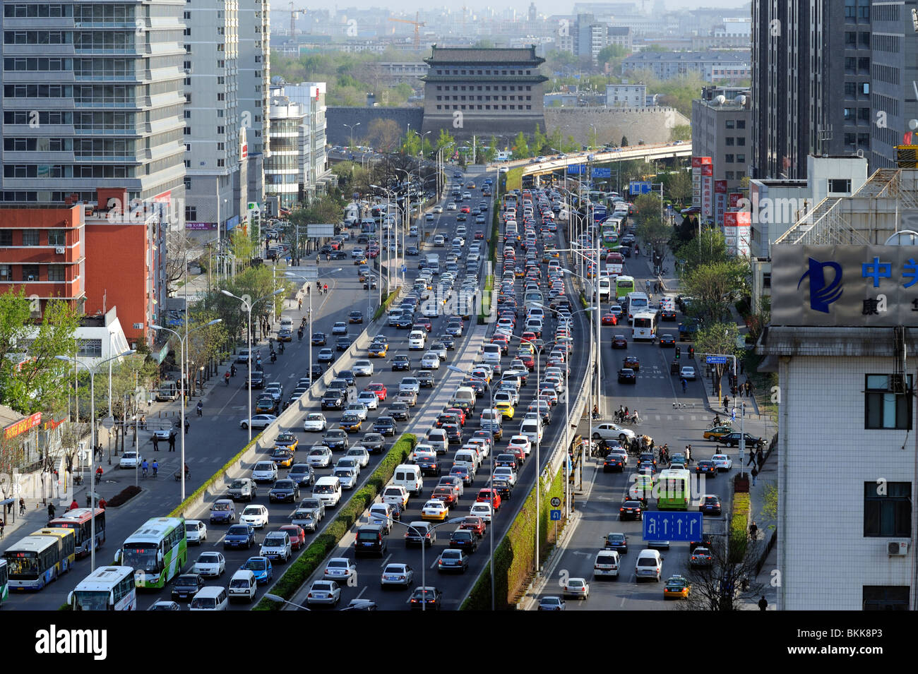 Worst traffic jam in central Beijing, China. 30-Apr-2010 Stock Photo