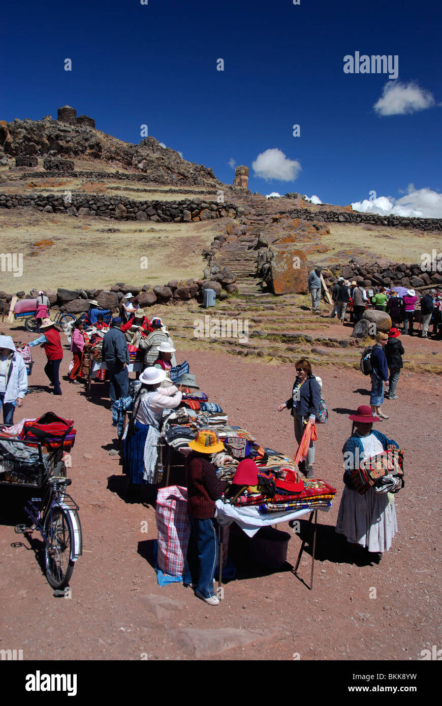 Indigenous market close to Sillustani Ruins, Peru, South America Stock Photo