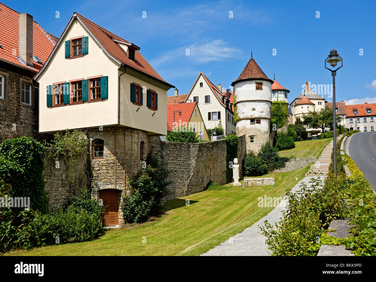 The picturesque town wall at Dettelbach near Würzburg, Lower Franconia, Bavaria, Germany. Stock Photo
