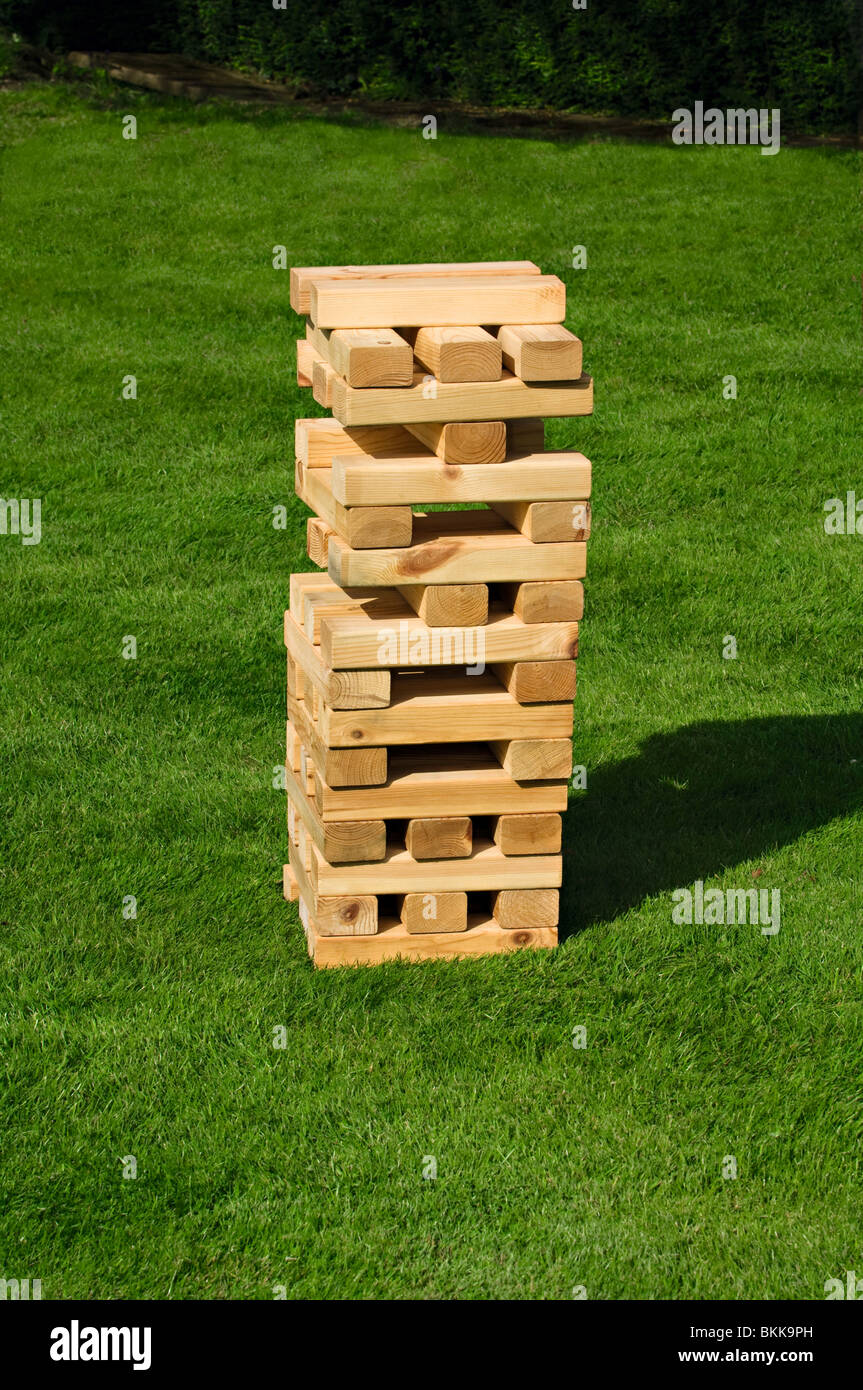 Wooden block game for summer party Stock Photo Alamy