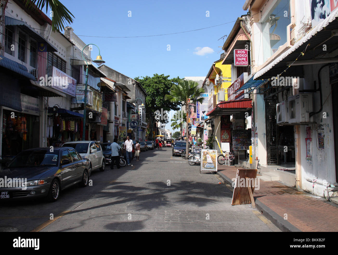 shops in the market at little india street,george town,penang,malaysia,asia Stock Photo