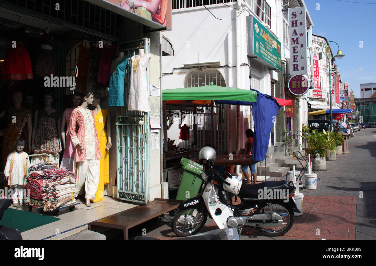 garment shops in the market at little india street,george town,penang,malaysia,asia Stock Photo