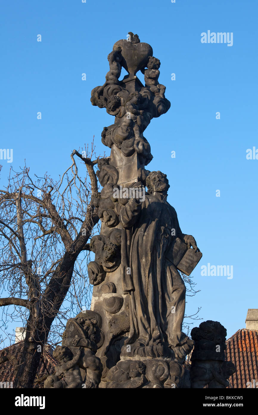 statue of St Cajetan, Charles Bridge, Prague, Czech Republic Stock Photo