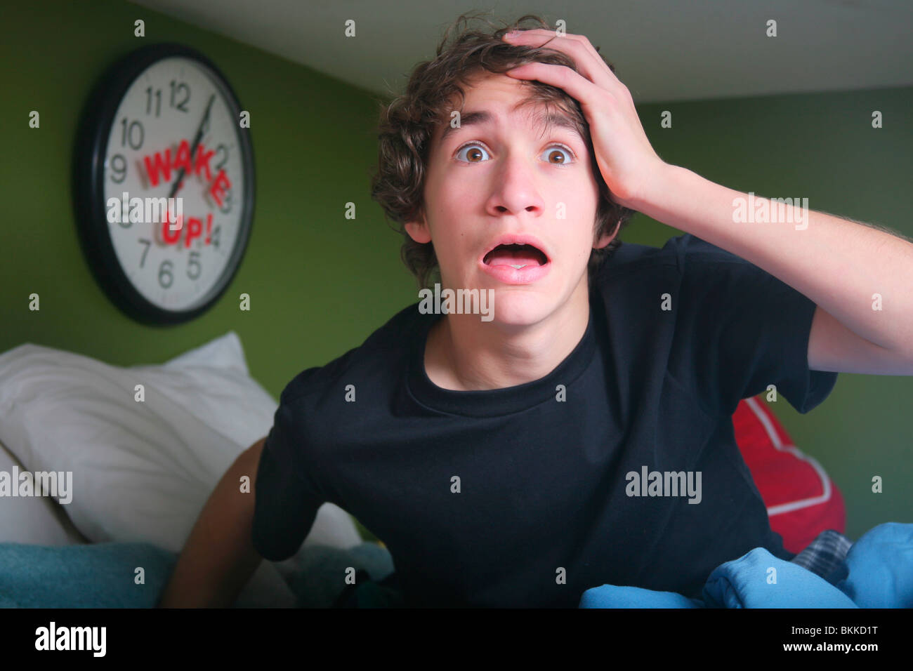 A Teenage Boy Getting Out Of Bed Late Stock Photo Alamy