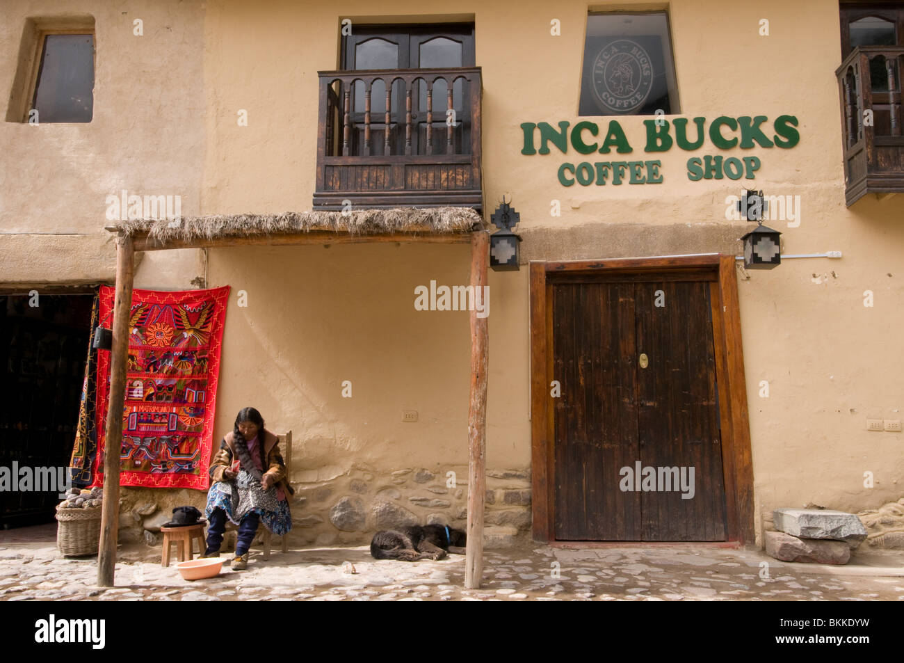Coffee shop in Ollantaytambo, Peru Stock Photo Alamy