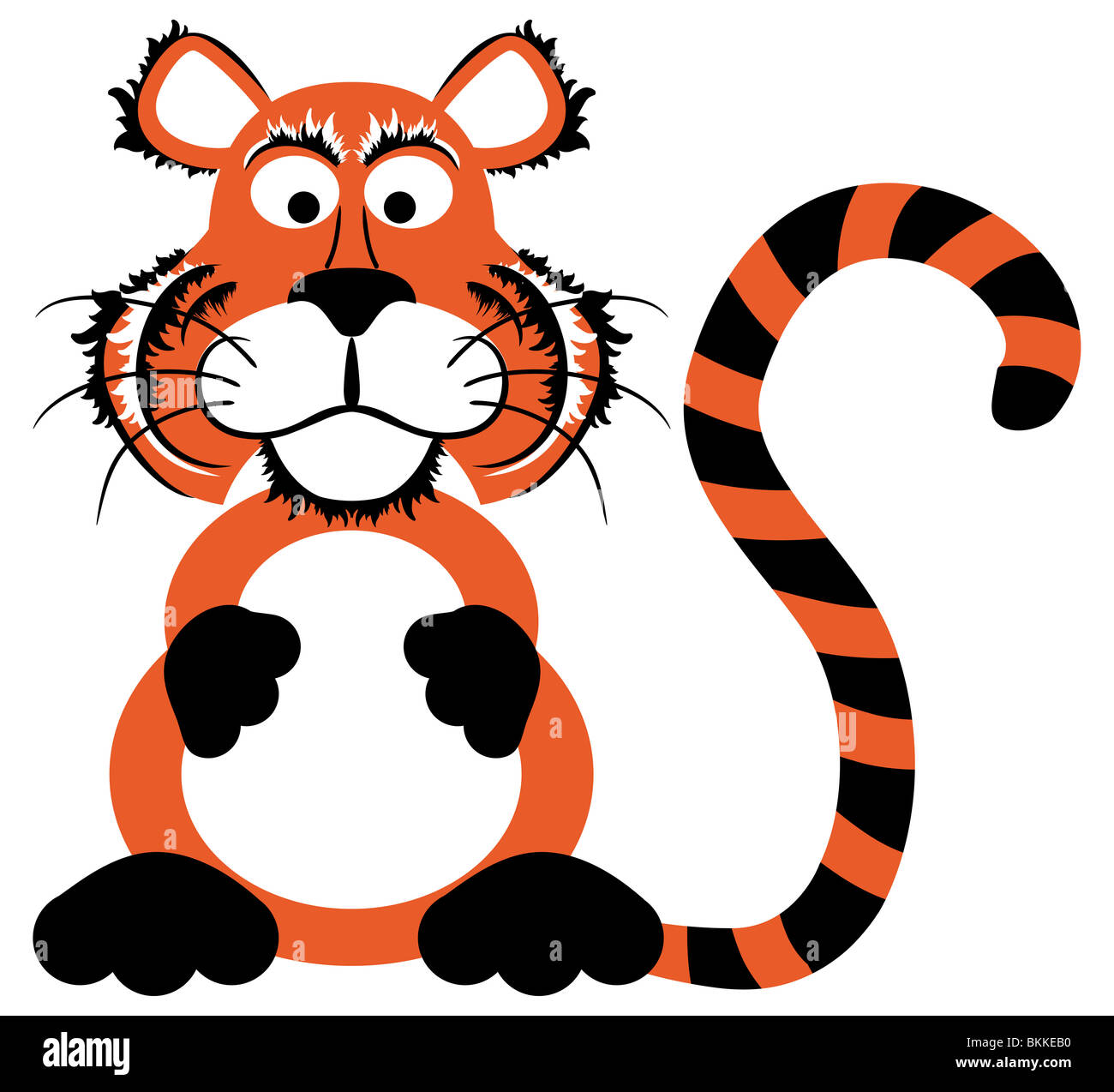 cute cartoon tiger with stripes looking at you Stock Photo - Alamy