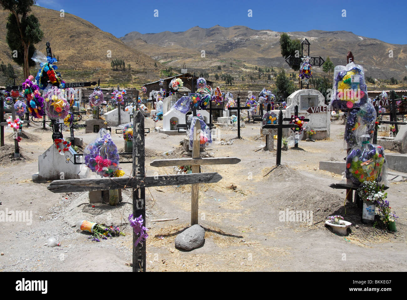 Cemetery of Yanque, Colca Canyon, Peru, South America Stock Photo