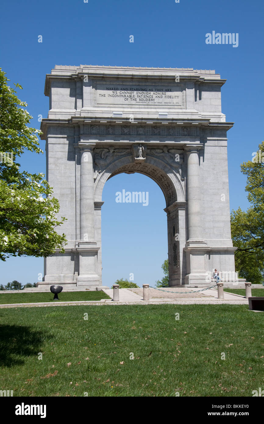 Washington Memorial Arch at Valley Forge National Park in Pennsylvania Stock Photo