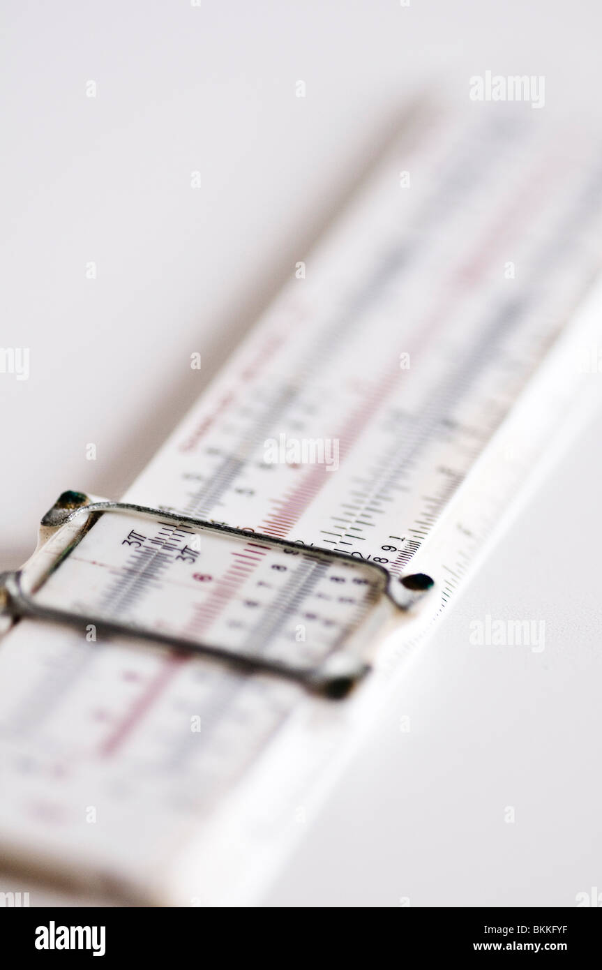 Measuring Slide Ruler on white background. Stock Photo