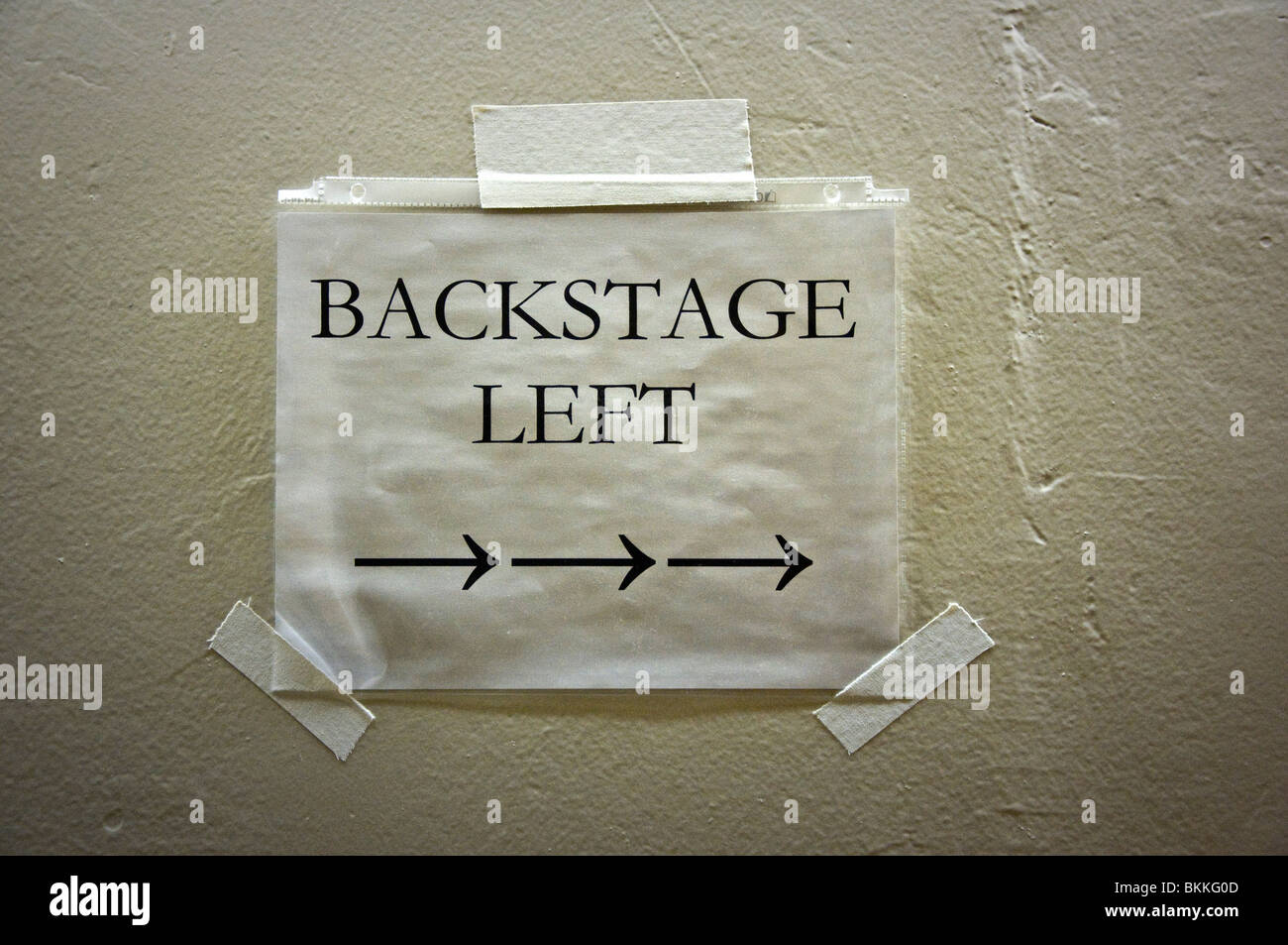 Theater backstage left sign. Stock Photo