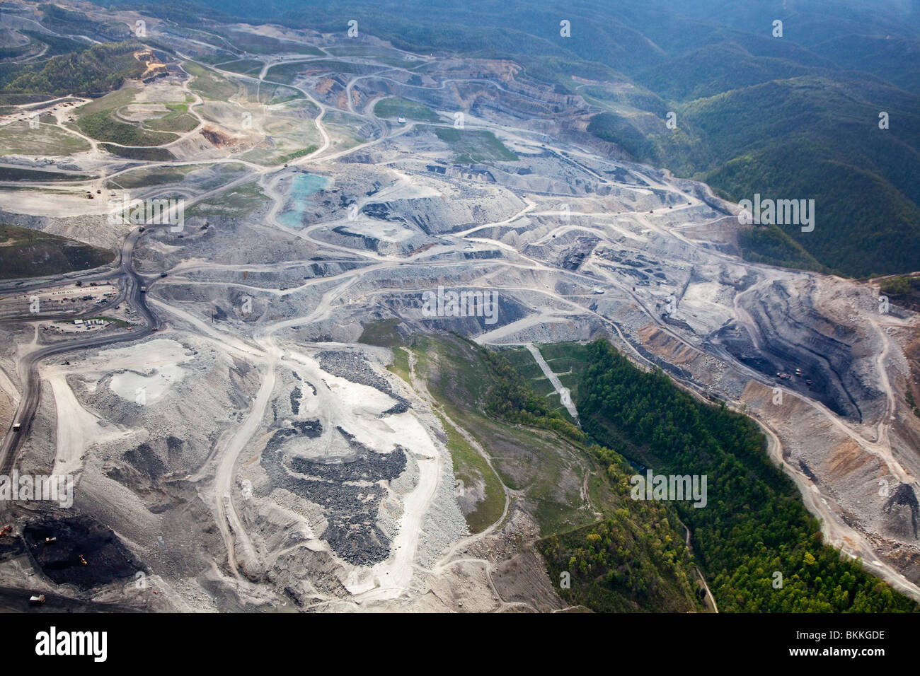 Aerial View of Mountaintop Removal Coal Mining Stock Photo