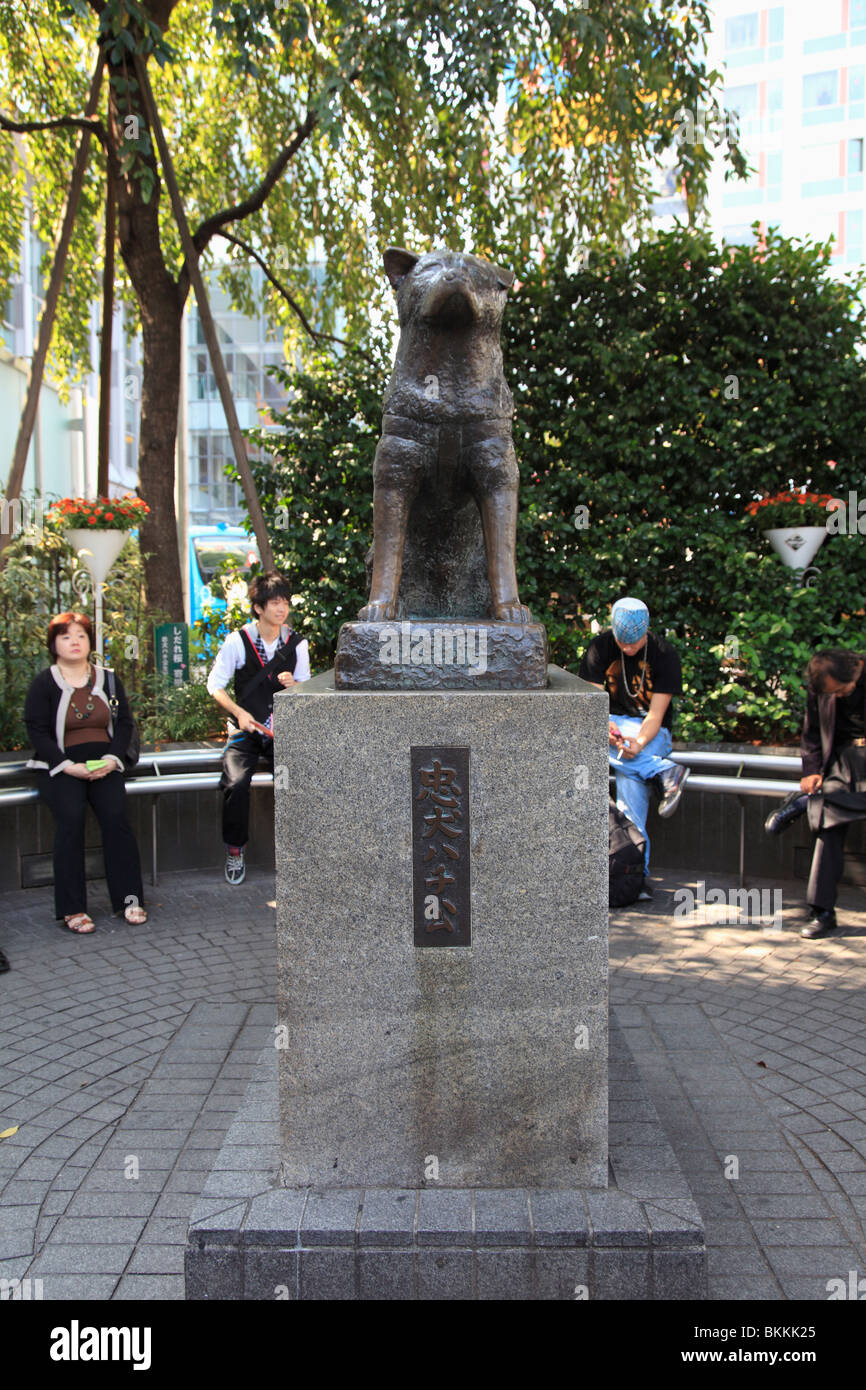 Hachiko Statue, popular meeting place, Shibuya, Tokyo, Japan, Asia Stock Photo