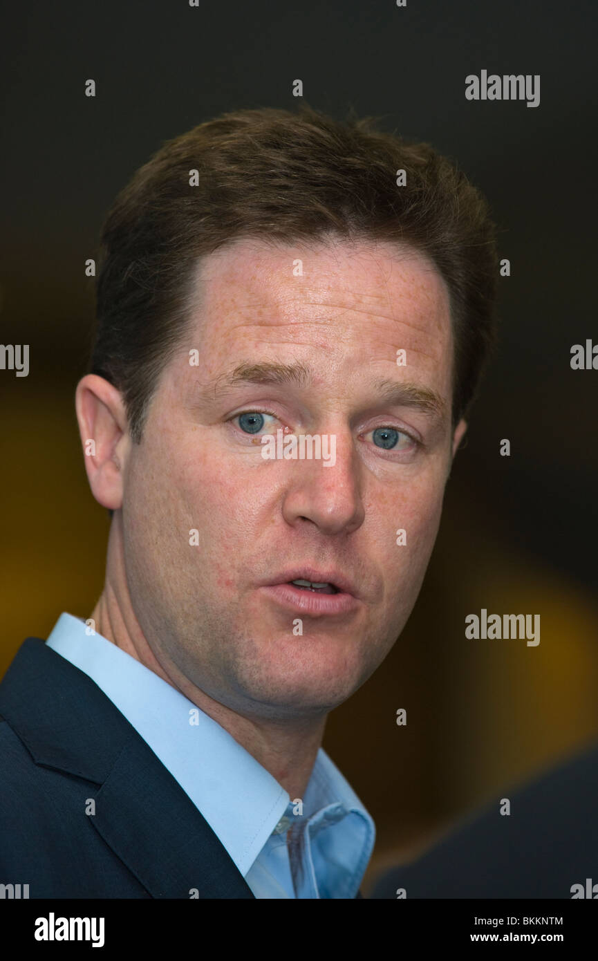 Liberal Democrats leader Nick Clegg while on an 2010 General Election campaign visit to Newport South Wales UK Stock Photo