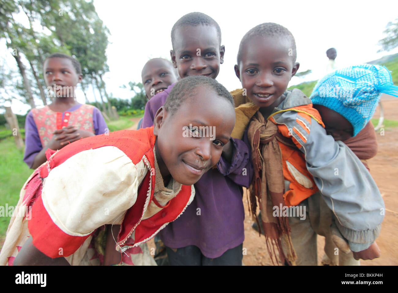 Kenya, East, Africa, along the B5, area of Nyahururu, highlands, children Stock Photo