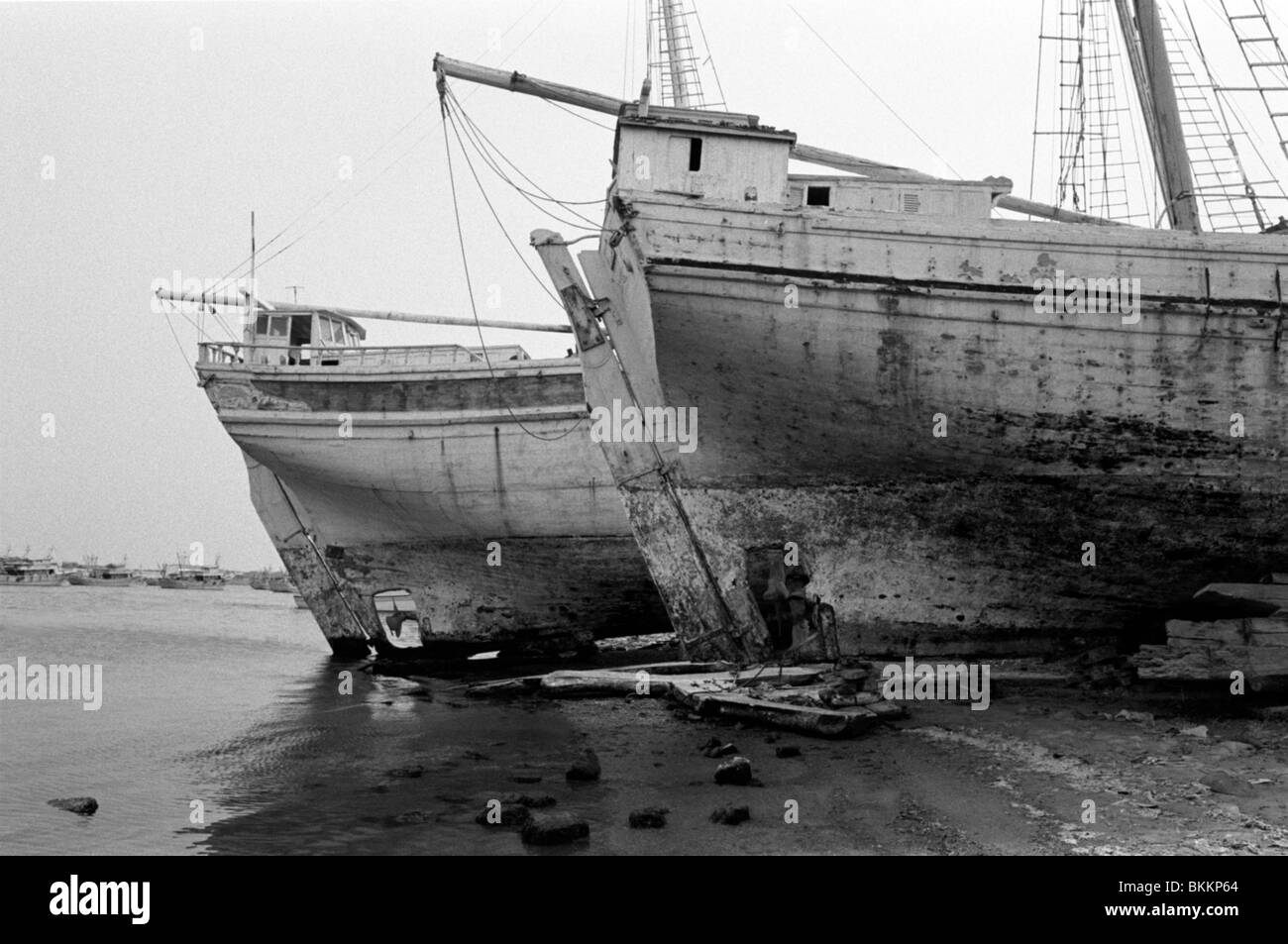 A boatyard at Ra's al-Barr, in the Nile Delta of Egypt Stock Photo