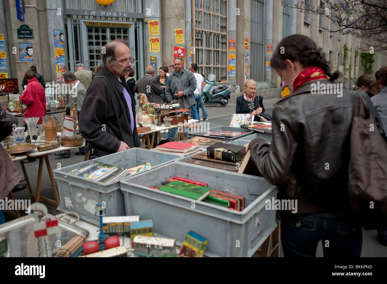 Paris France People Shopping In Public Flea Market Garage Sale