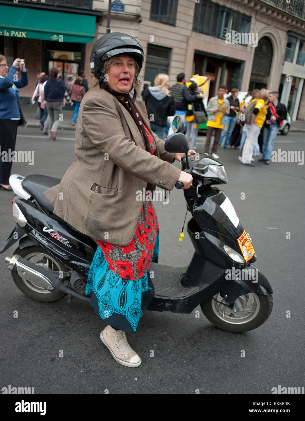 French Woman Sitting on Motorbike on Street, Paris, France Stock Photo -  Alamy