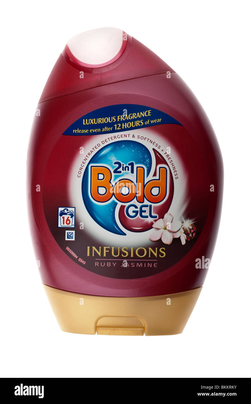 Bottle of Bold 2in 1 Infusions Gel washing detergent Stock Photo