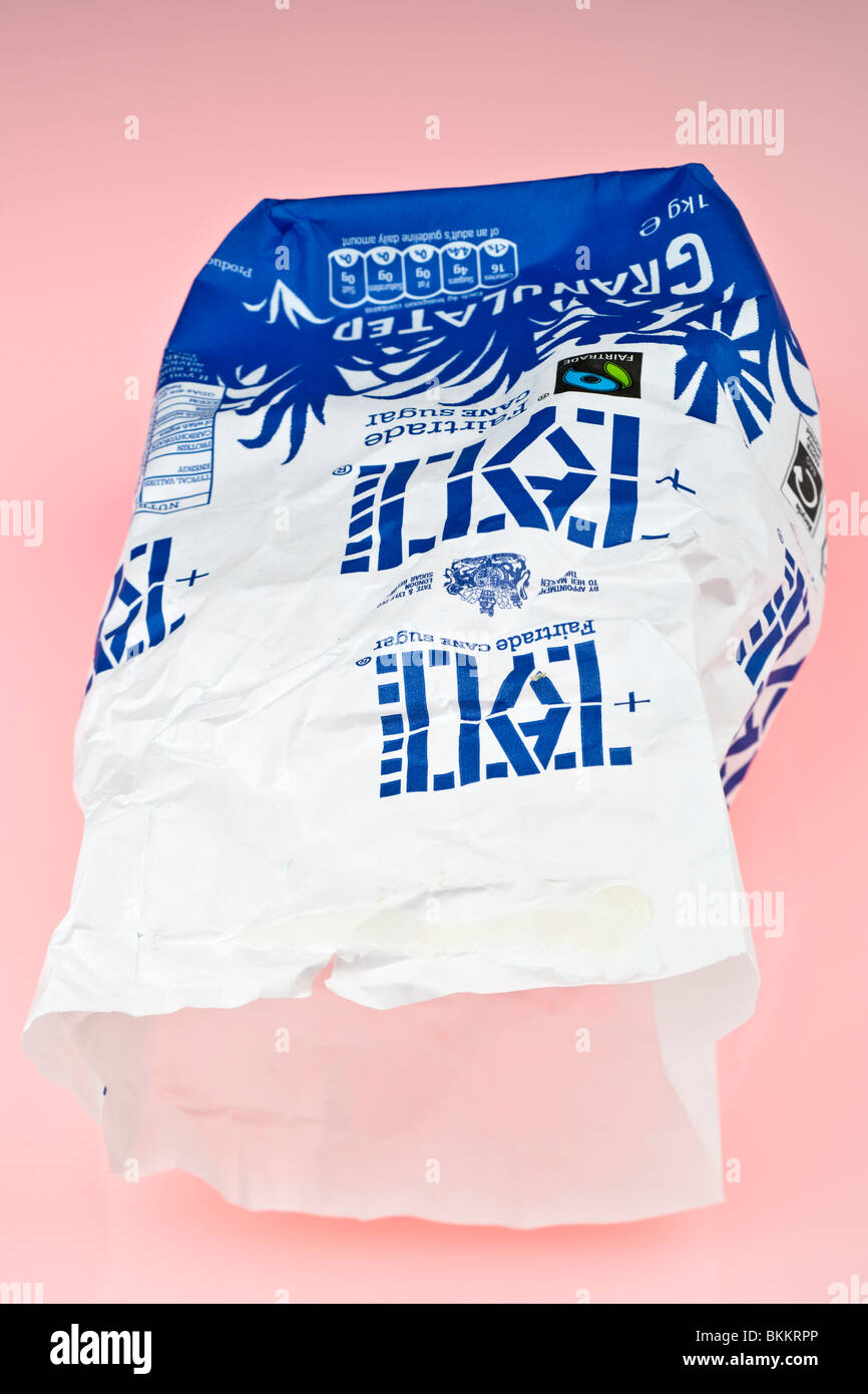 Empty granulated sugar bag Stock Photo