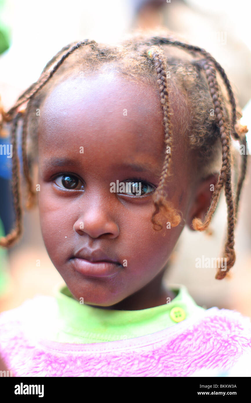 Kenya, Africa, along the road C102, portrait children in the village of Makutano Stock Photo
