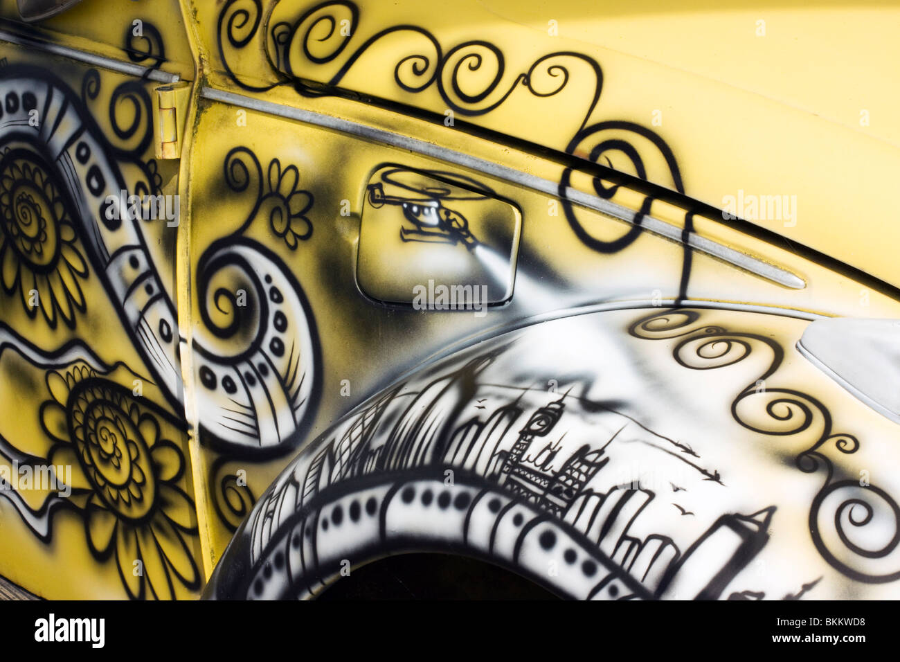 A Volkswagen Beetle Spray Painted with Graffiti Art At the Big Bang VW Show  Santa Pod England Stock Photo - Alamy