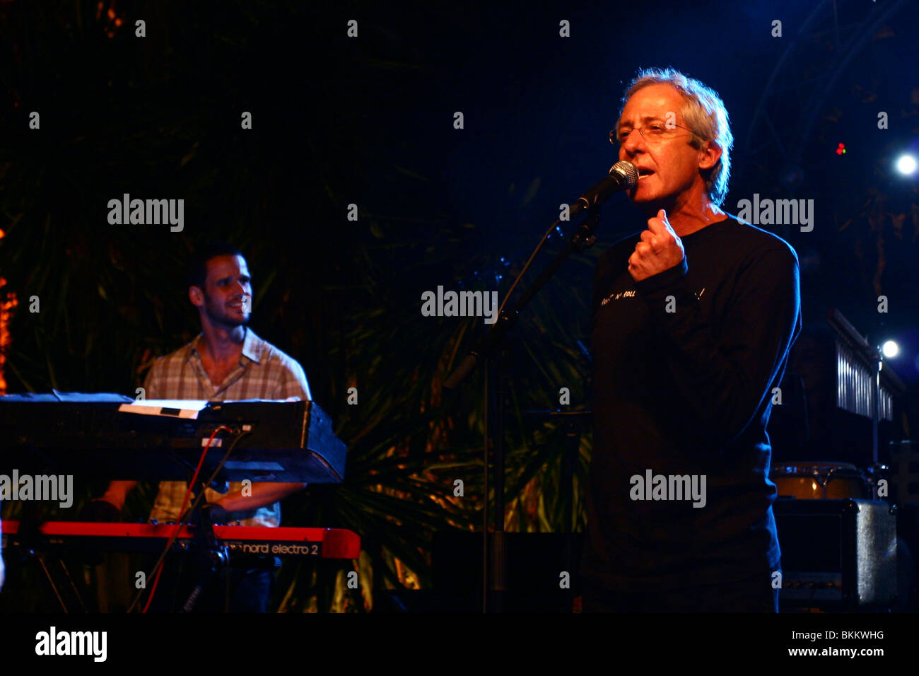 Israeli singer Gidi Gov is performing in Tel Aviv. April, 23 , 2007. Stock Photo
