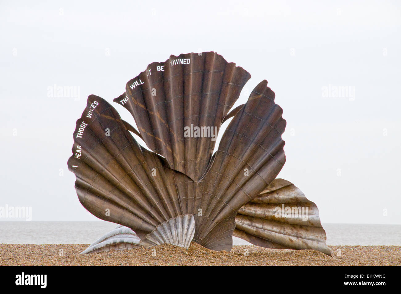 Scallop shell sculpture by Maggi Hambling in Aldeburgh Stock Photo