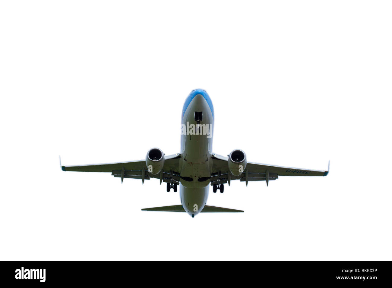 Cutout of a Boeing 737-800 on approach to land. Stock Photo