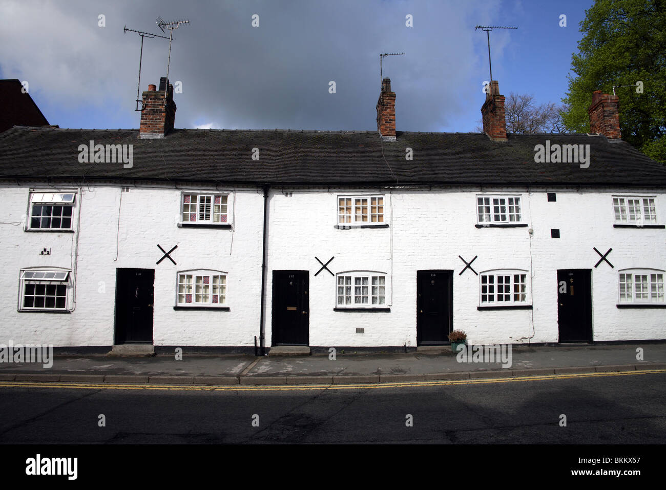 Old rows of   terrace houses in the town of Knutsford Cheshire UK Stock Photo