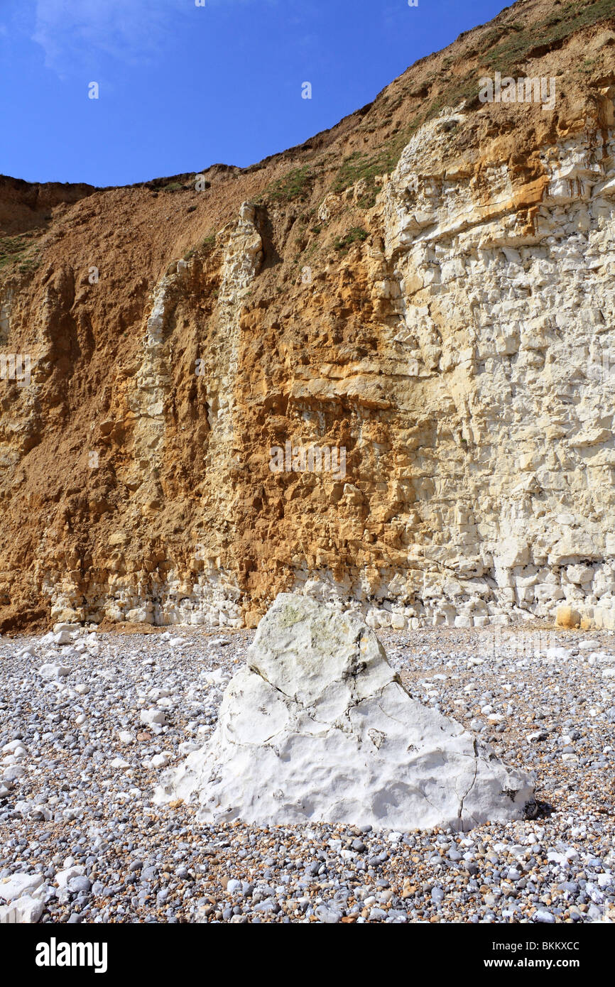 Crumbling cliffs of sandstone and chalk at Seaford Head East Sussex England UK Stock Photo