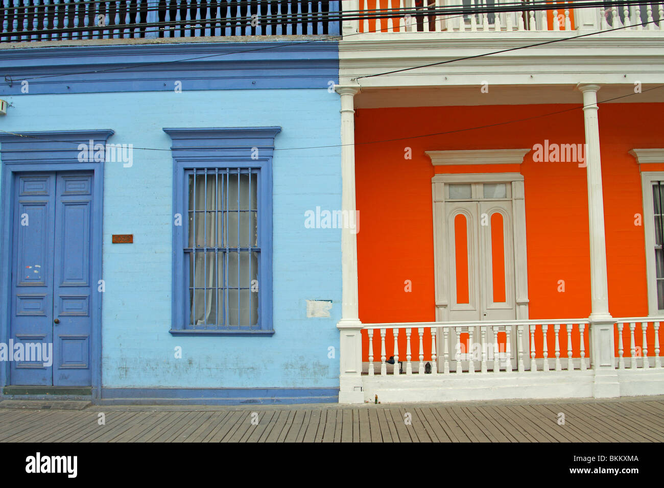 Historic buildings of Calle Baquedano, city of Iquique, Tarapacá region, northern Chile Stock Photo