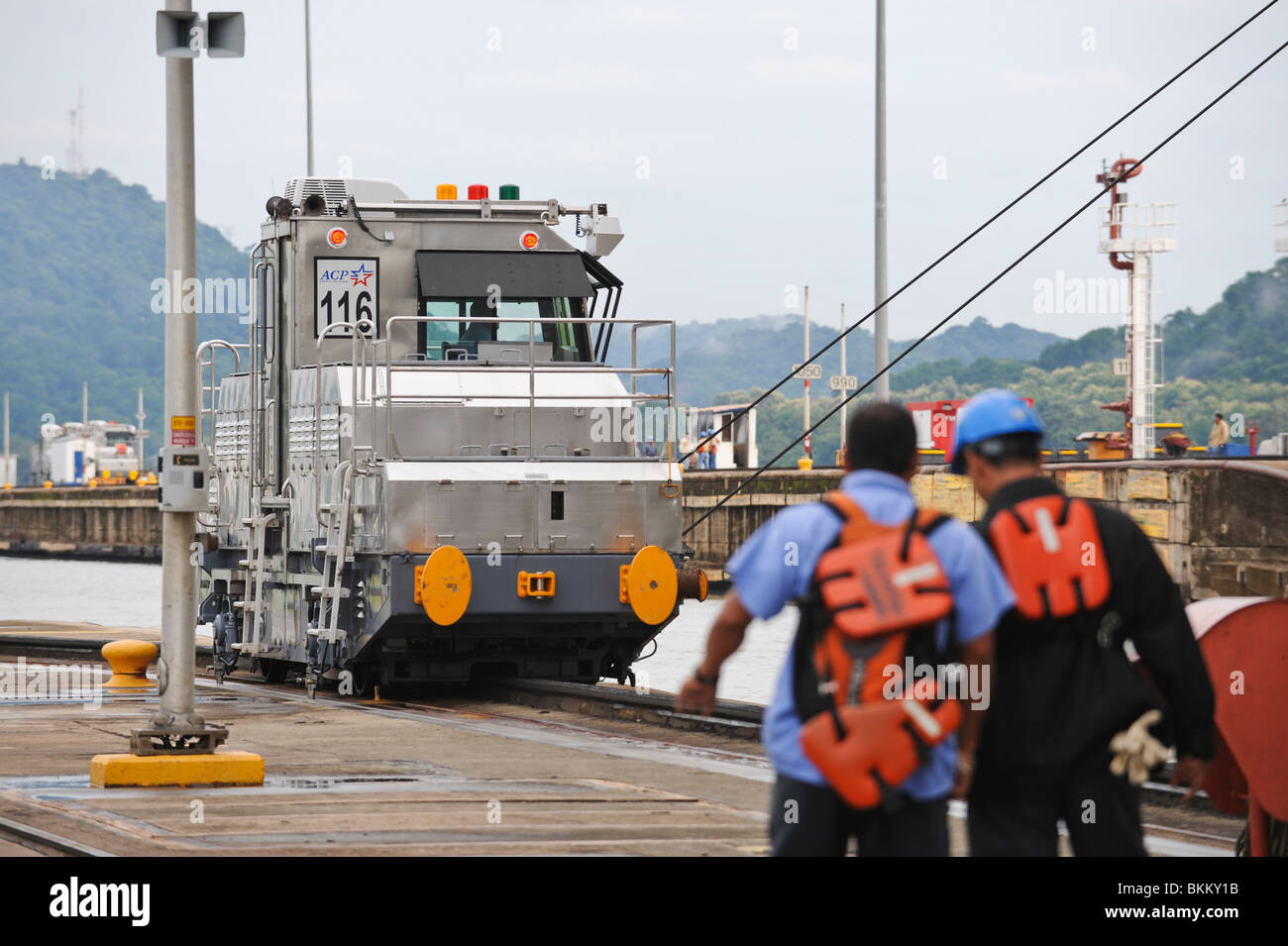 Panama Canal Locomotives otherwise Known as Mules that guide the