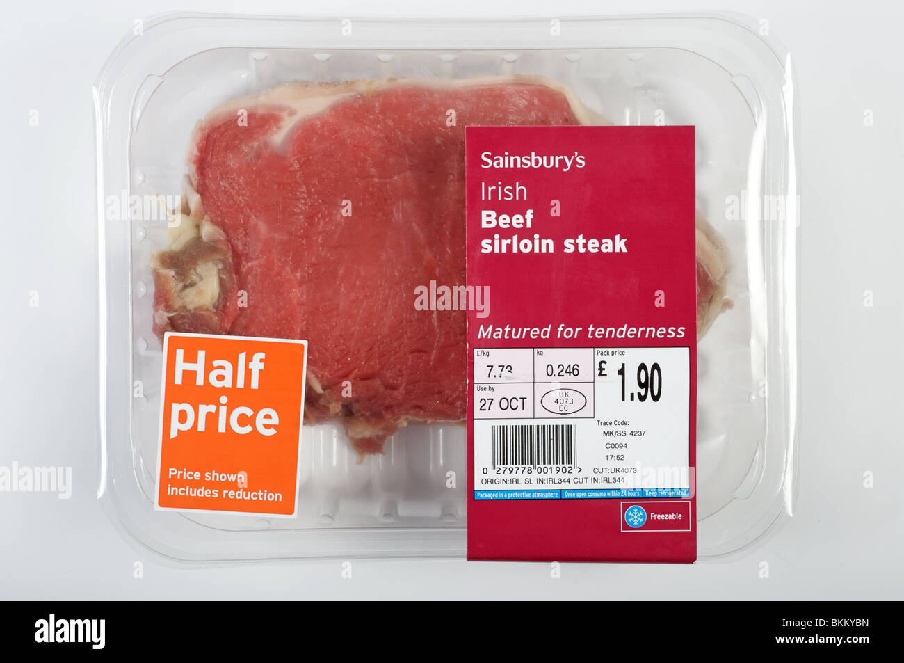 Sainsbury's Irish beef sirloin steak Stock Photo Alamy