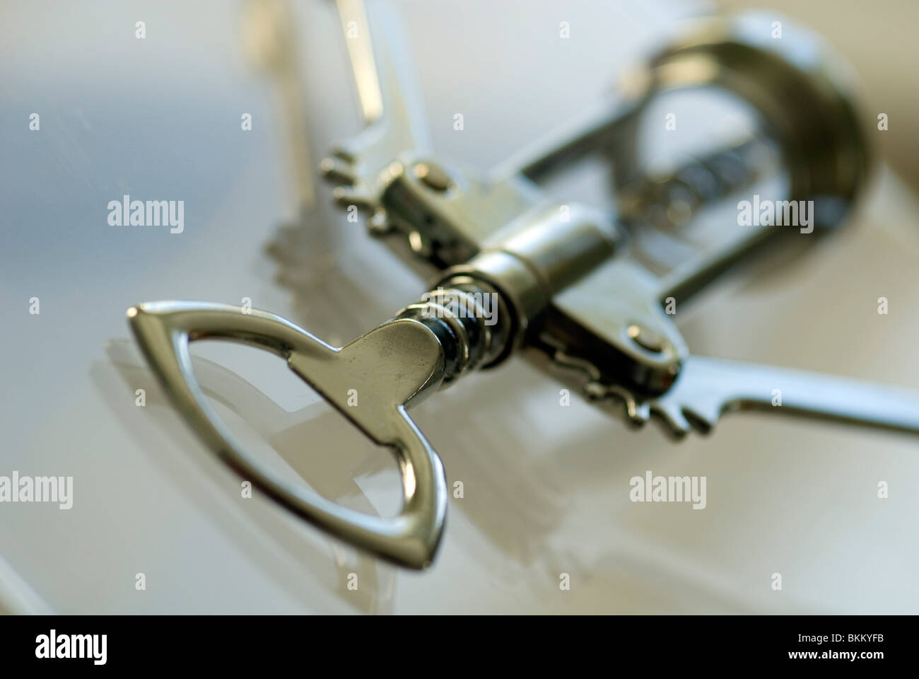 close up image of a metal corkscrew Stock Photo