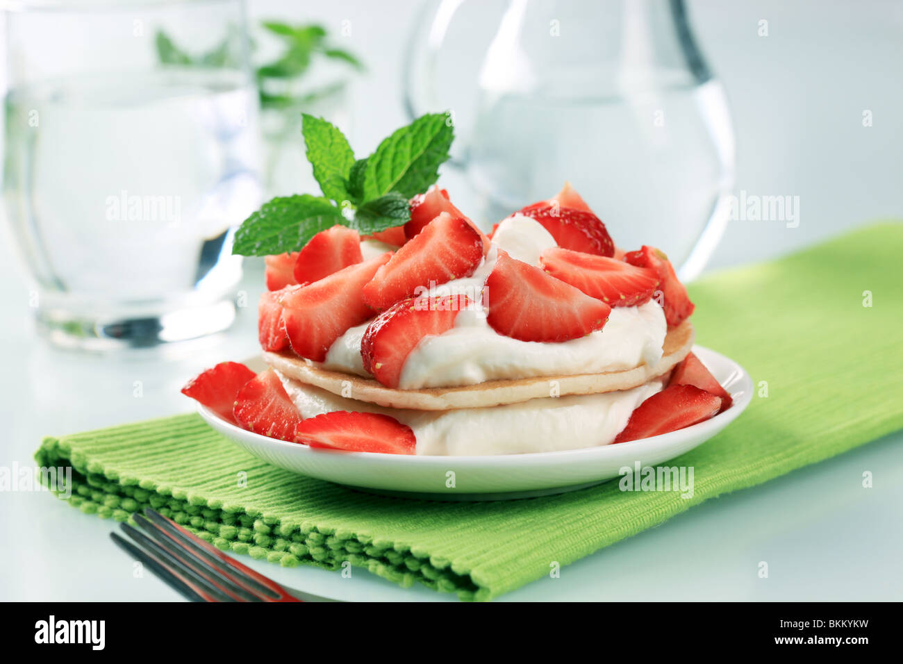 Crepes strawberries pancakes dessert hi-res stock photography and