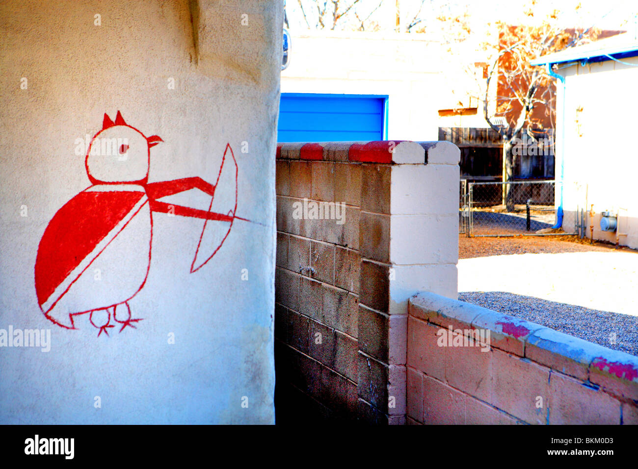 DRAWING ON A BUILDING WALL NEAR OLD TOWN PLAZA IN ALBUQUERQUE, NEW MEXICO, USA  Stock Photo